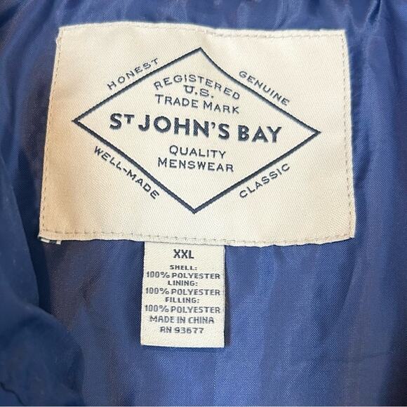 St Johns Bay Puffer Vest Mens Size XXL Navy Gray Full Zip Snap Pockets Outdoor - Picture 5 of 8